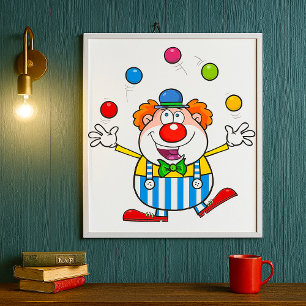 Roligt Circus Clown Juggling Bollar Poster