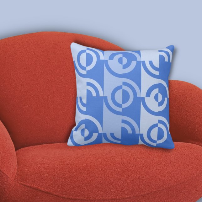 Roligt Cirkelfragment Mönster Blue Kudde (Fun Circular Fragments Pattern Blue Throw Pillow)