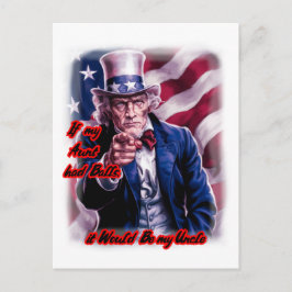 Roligt citat av patriot Uncle Sam på en Helg Vykort