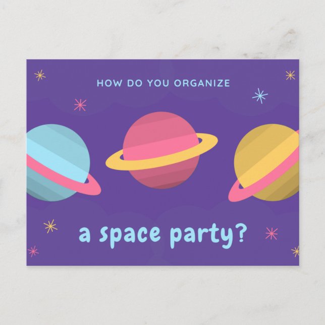 Roligt Citat - Lila Planeters Party Vykort (Framsida)