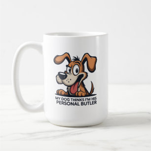 Roligt citat om tecknad hundbutler kaffemugg