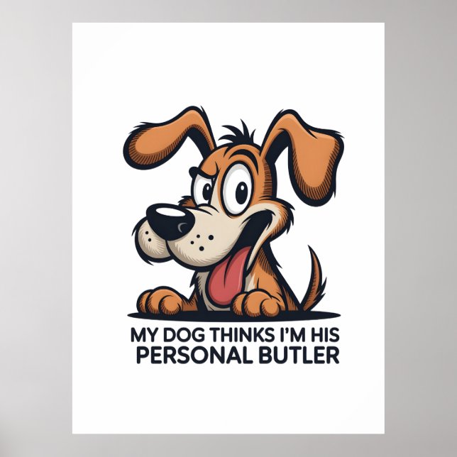 Roligt citat om tecknad hundbutler poster (Framsidan)