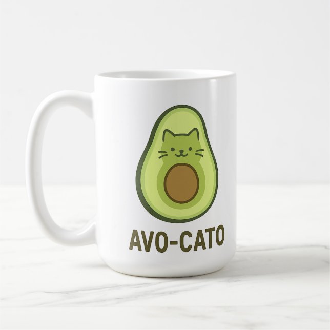 Roligt Citat som säger Avo Cato Humor Cat Avocado Kaffemugg (Vänster)