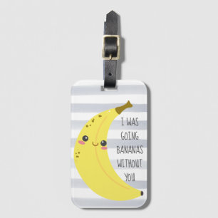 Roligt citationstecken för gullig Kawaii banan Bagagebricka