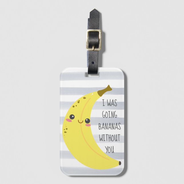 Roligt citationstecken för gullig Kawaii banan Bagagebricka (Framsida vertikal)