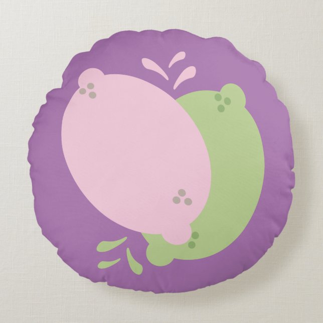 Roligt Citron och citrusfrukter av färsk sax Rund Kudde (Framsidan)