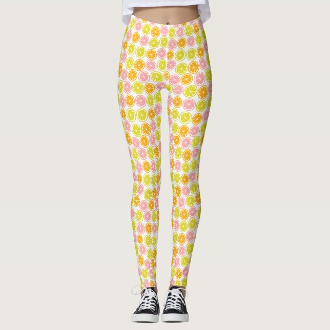 Roligt Citrus Fruit Mönster Leggings (Framsida)