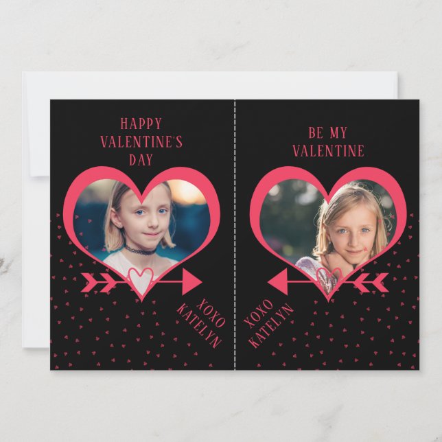 Roligt Class Valentines Day Party Heart Photo Card Julkort (Framsida)