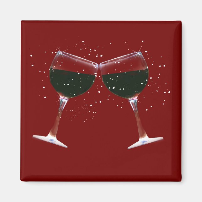 Roligt Clink, Toasting Vin Glass Magnet (Framsidan)