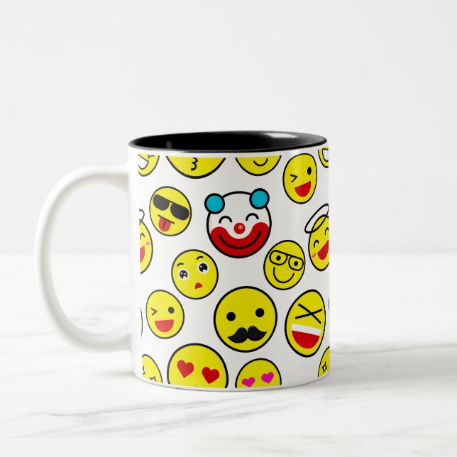 roligt clown emojis Två-Tonad mugg (Vänster)