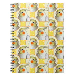 Roligt Cockatiel Gult White Mönster Pet Bird Schoo Anteckningsbok