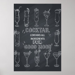 Roligt Cocktail Chalkboard Party poster