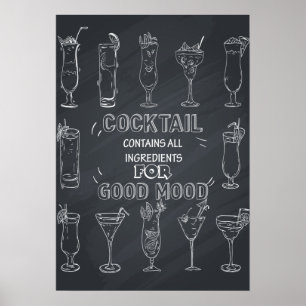 Roligt Cocktail Chalkboard Party poster