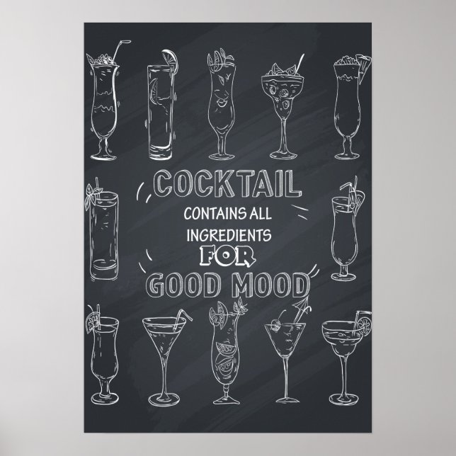 Roligt Cocktail Chalkboard Party poster (Framsidan)