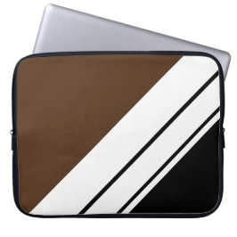 Roligt Cocoa Brown Black White Slant Tävla Rand Laptop Fodral