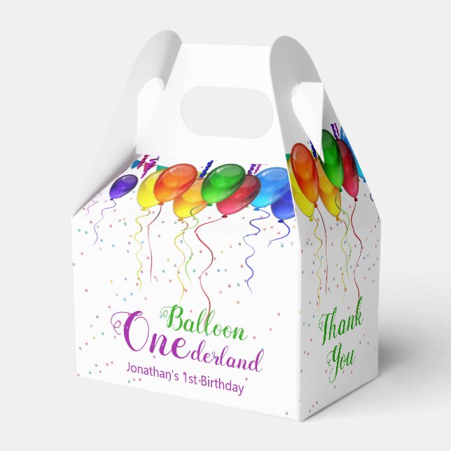 Roligt Colorful Balloon Wonderland 1st Birthday Presentaskar (Baksidan Sidan)
