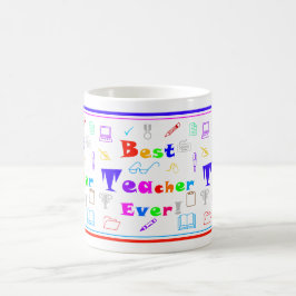Roligt Colorful Best Teacher All School Supply Art Kaffemugg
