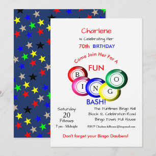 Roligt Colorful Bingo Bash Temaparty Inbjudan