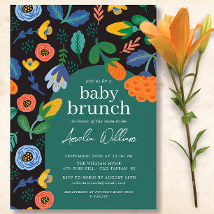Roligt Colorful Blommigt Baby Brunch-inbjudan Inbjudningar