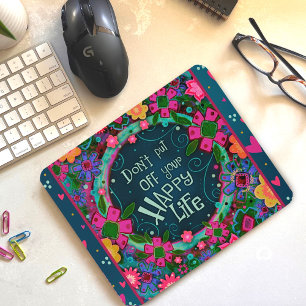 Roligt Colorful Blommigt Lycklig Life-inspirerande Musmatta
