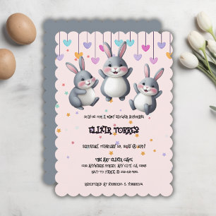 Roligt Colorful Cute Hoppers Bunny Baby Shower Inbjudningar