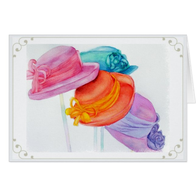 ROLIGT COLORFUL HATS-TACK HÄLSNINGSKORT (Framsidan Horizontal)