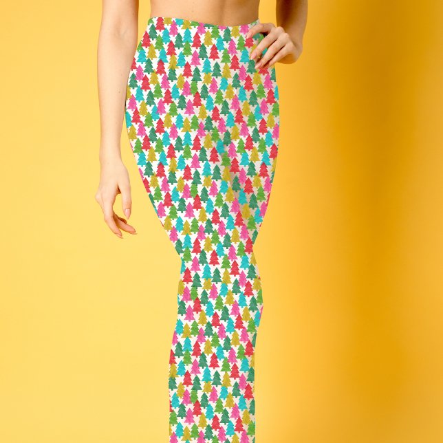 Roligt Colorful Julgranar Mönster Leggings (Skapare uppladdad)