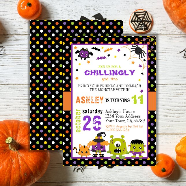 Roligt Colorful Monsters Halloween Birthday Inbjudningar (Skapare uppladdad)