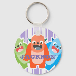 Roligt Colorful Monsters Personlig Kids Nyckelring