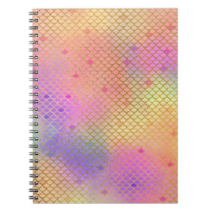 Roligt Colorful Ombre Pastel Sjöjungfru Mönster Anteckningsbok