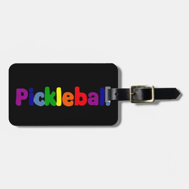Roligt Colorful Pickleball Brev Art Bagagebricka (Horisontell Framsida)