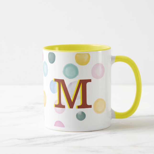 Roligt Colorful Polka dots 3D Monogram Mugg (Höger)