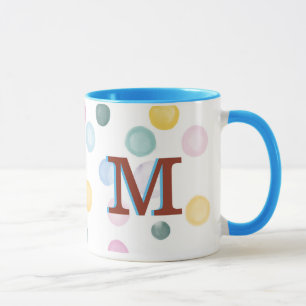 Roligt Colorful Polka dots 3D Monogram Mugg