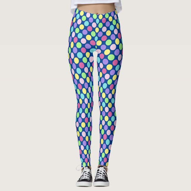 Roligt Colorful Polka dots Leggings (Framsida)