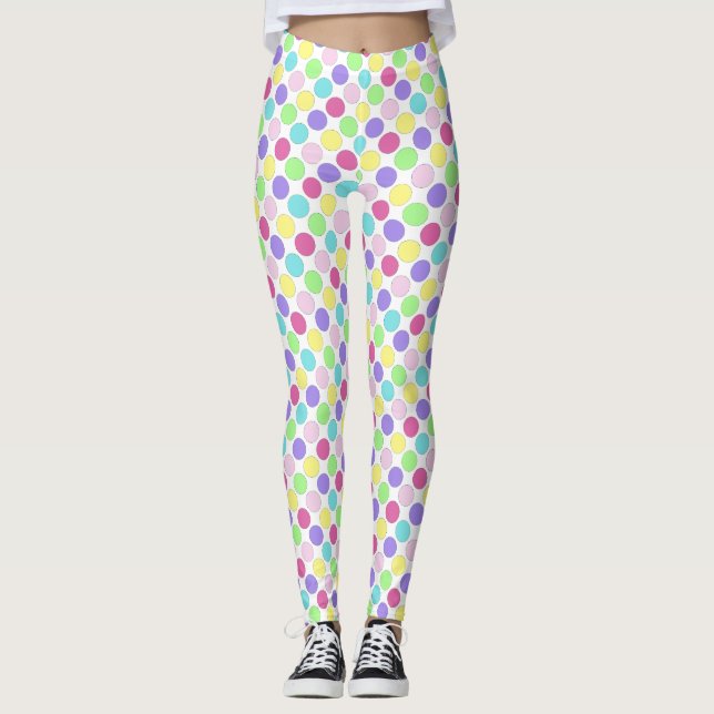 Roligt Colorful Polka dots Leggings (Framsida)