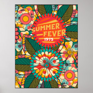 Roligt Colorful Retro Summer Fever Blommigt Poster