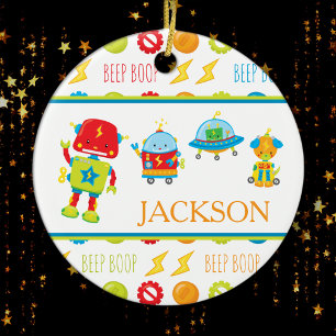 Roligt Colorful Robot Beep Boop Mönster Kid jul Julgransprydnad Keramik
