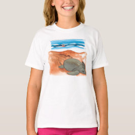 Roligt Colorful Sea Turtle Beach Girl T Shirt