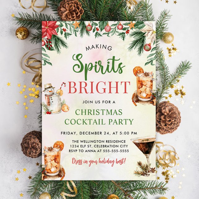 Roligt Colorful Skapar Spirits Bright jul Party Inbjudningar (Skapare uppladdad)