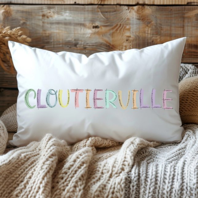 Roligt Colorful Sketch Cloutierville Louisiana Lumbarkudde (Skapare uppladdad)