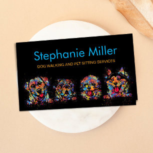 Roligt Colorful Splatter Hundar - Dog Walker /Sitt Visitkort