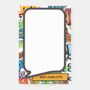 Roligt Colorful Tecknad Bok Tal Bubble Post-it Block