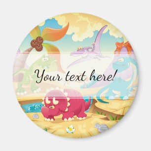 Roligt Colorful Tecknad Dinosaurs Magnet