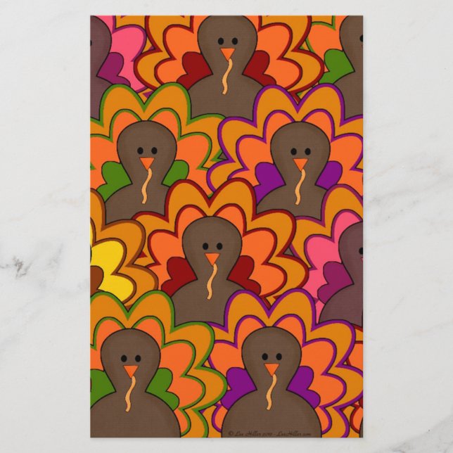 Roligt Colorful Thanksgiving Turkey Brevpapper (Framsida)