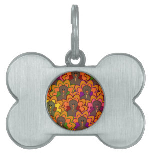 Roligt Colorful Thanksgiving Turkey ID-bricka Husdjur