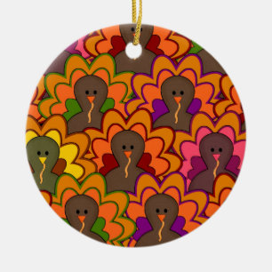 Roligt Colorful Thanksgiving Turkey Julgransprydnad Keramik