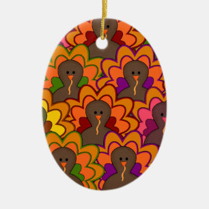 Roligt Colorful Thanksgiving Turkey Julgransprydnad Keramik
