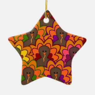 Roligt Colorful Thanksgiving Turkey Julgransprydnad Keramik
