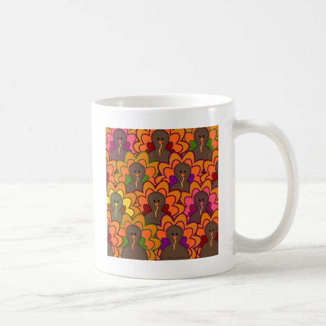 Roligt Colorful Thanksgiving Turkey Kaffemugg (Höger)