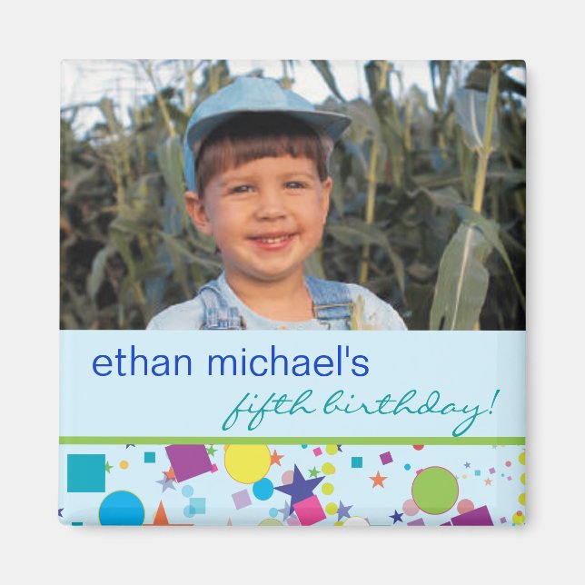 Roligt Confetti Birthday Photo Magnet (Framsidan)